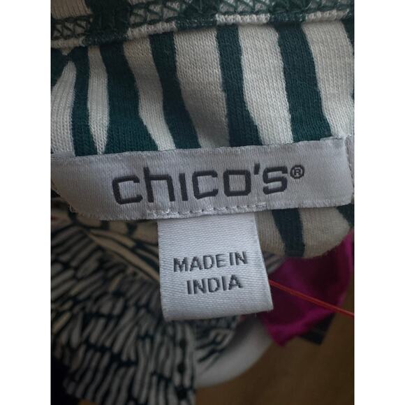 Chico’s Green White Abstract Print Long Sleeve Top Size 4 (XXL) - Picture 8 of 9